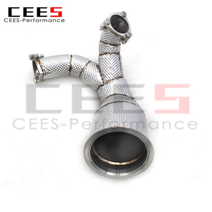 CEES 304Stainless Steel Exhaust Downpipe For Audi S4 S5 3.0T B9 2013-2023 Exhaust System Stainless Steel Catless downpipe