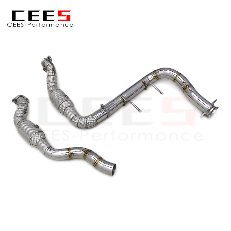 CEES Catted Exhaust Downpipe With Heat Shield For Ford F150 3.5T 2015-2019 Exhaust Pipe Stainless Steel Downpipes with catalyst