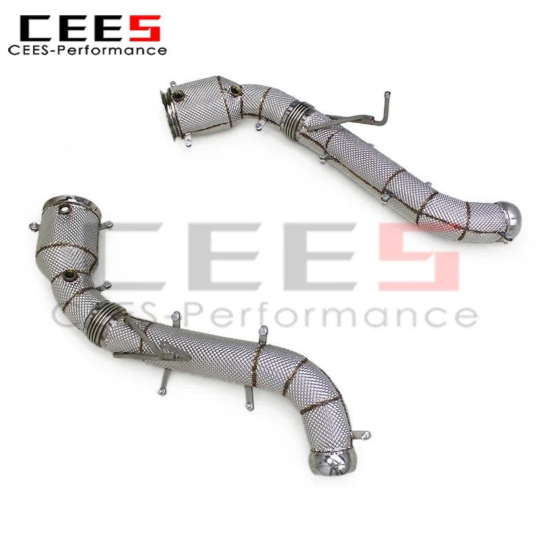 cees Exhaust Header for Mclaren 600LT Spider/Coupe 3.8T 2018-2019 Stainless Steel Downpipe with Heat Shield Exhaust Pipe System