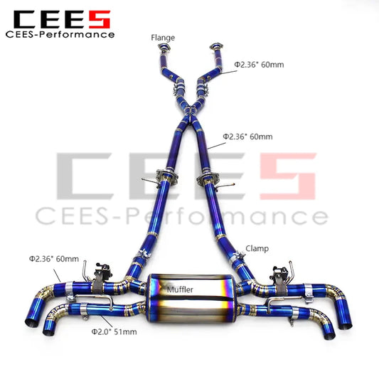 CEES Exhaust Catback For Lexus LC500 5.0L 2016-2018 Racing Titanium Performance X Pipe Muffler Valved Exhaust Pipe