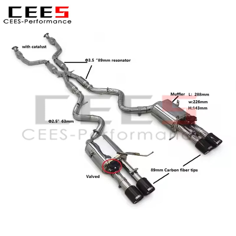 cees Valved Exhaust Catback System with Catalyst for BMW M3 E90/E92/E93 4.0L 2008-2013 Stainless Steel Exhaust Pipe Muffler