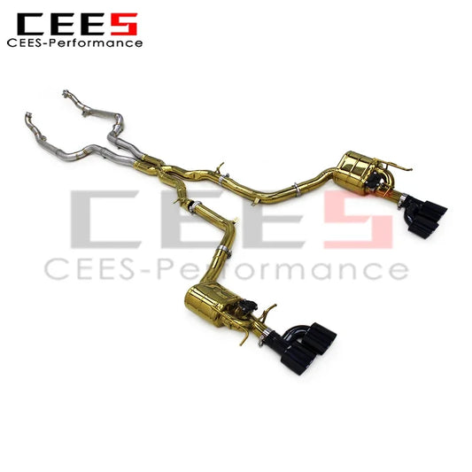 cees Exhaust Downpipe Catback System for Mercedes-Benz C63 AMG W204 6.2L 2011-2015 Gold SS304 Pipes Valvetronic Exhaust System