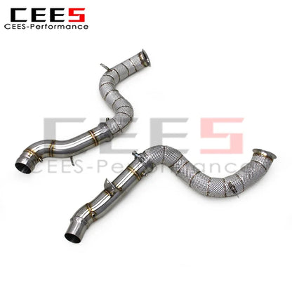 CEES Stainless Steel Exhaust Downpipe for Mercedes-Benz GLE63 AMG 4.0TT W166 2016-2023 with OPF Downpipe Heat Shield Header