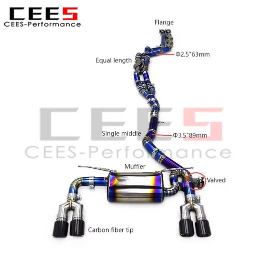 cees Catback Exhaust Pipe For BMW M2C/M2 Competition F87 3.0T 2018-2023 Equal length Mid Pipe Valvetronic Muffler Titanium/ss304 exhaust system