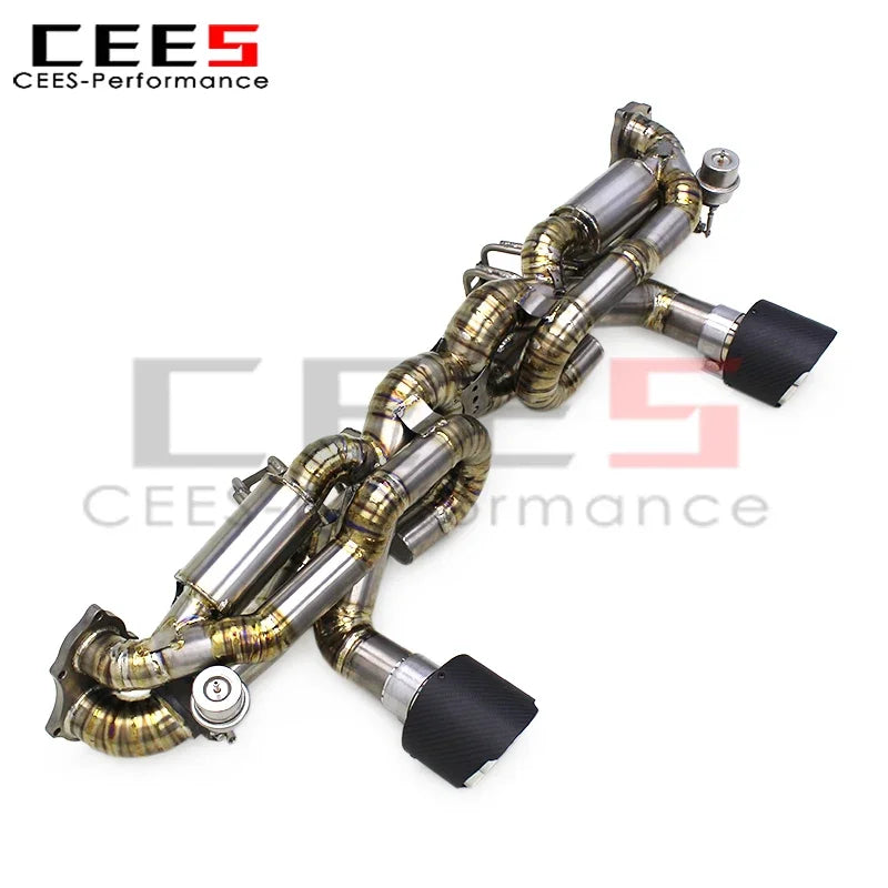 CEES Titanium Exhaust System Assembly for Porsche 718 Cayman GT4 4.0L 2022-2025 Valved Car Racing Exhaust Pipe Catback Muffler