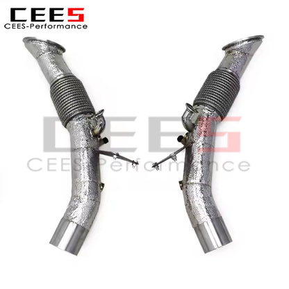 cees Exhaust Downpipes for Ferrari SF90 3.9T V8 2019-2023 Stainless Steel Heatshield Exhaust Pipe System Free Flow Pipe System