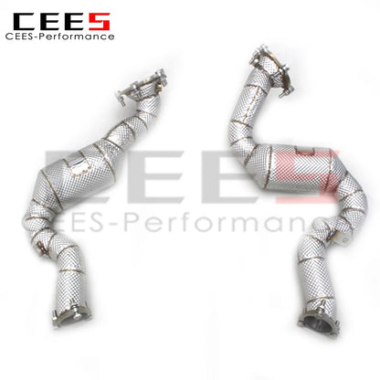 Exhaust Downpipe For AUDI RS6 4.0T 2013-2018 Racing Car Exhaust System Stainless Steel High flow catted downpipe