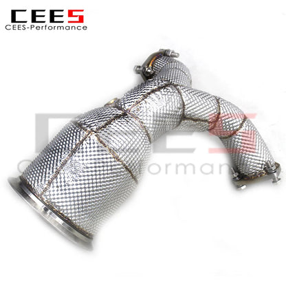 CEES 304Stainless Steel Exhaust Downpipe For Audi S4 S5 3.0T B9 2013-2023 Exhaust System Stainless Steel Catless downpipe