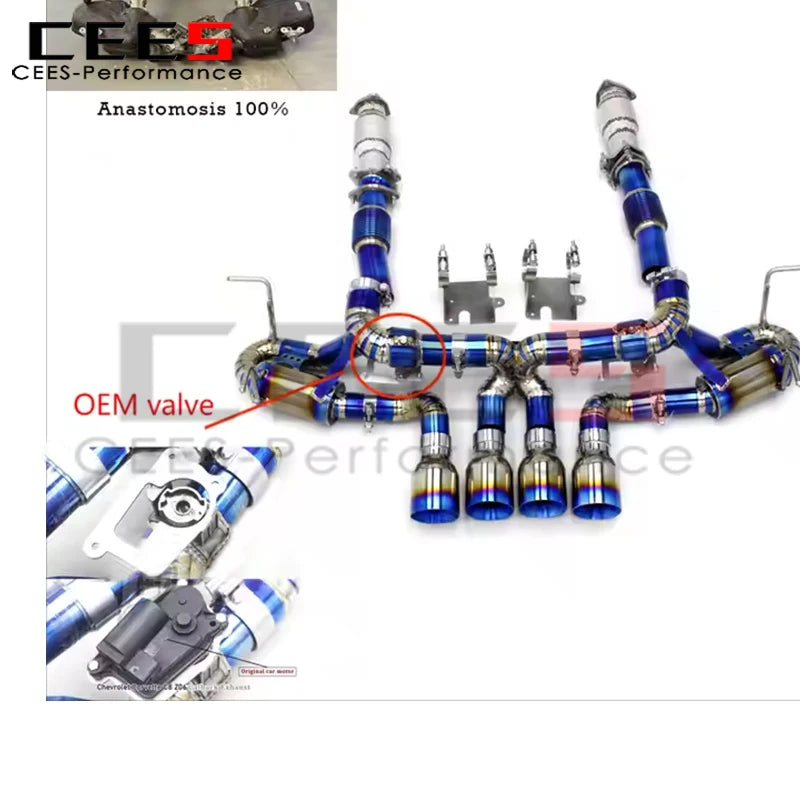 cees Catback Exhaust catted Downpipe For Chevrolet CORVETTE C8 Z06 2019-2024 Titanium Exhaust Pipe Valvetronic Muffler System