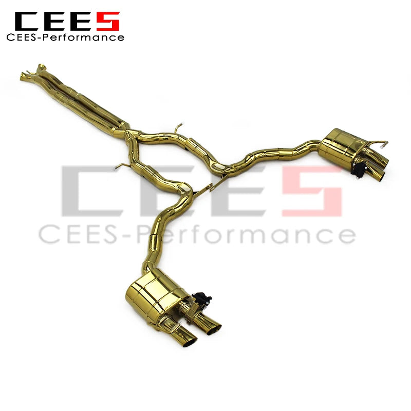 CEES Catback Exhaust Pipe System for Bentley Continental GT V12 6.0T 2017-2024 Plating Gold Stainless Steel Exhaust Pipe Muffler