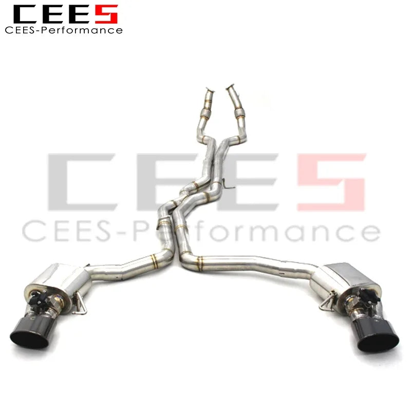 CEES Catback Exhaust For Audi RS6/RS7 C8 4.0T 2019-2024 exhaust pipes SUS304/Titanium valvetronic car exhaust muffler escape Black tips