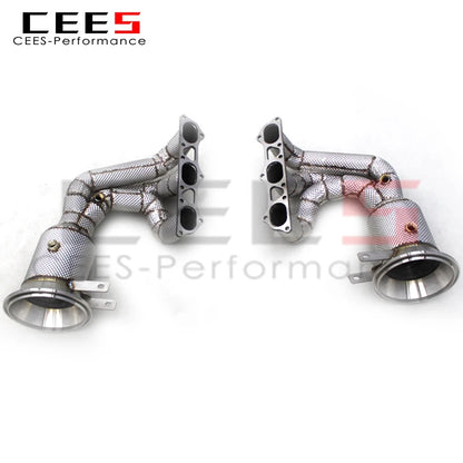 CEES Isometric Exhaust manifold For Porsche 911 992 GT3 4.0 2017-2023 without catalyst Catless downpipe Car Exhaust Pipes