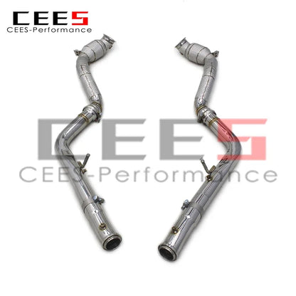 CEES Catted Exhaust Downpipe For Mercedes-Benz G63 AMG W464 4.0T 2019-2023 Stainless Downpipes with catalyst With Heat Shield