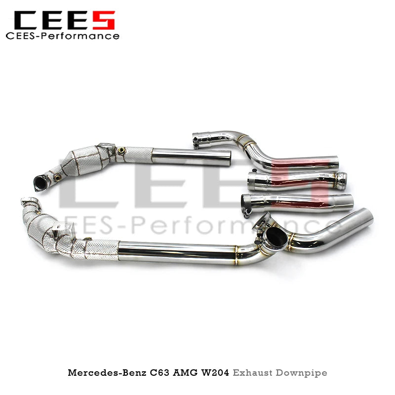 cees Tuning Exhaust Downpipe with Heat Shield for Mercedes-Benz AMG C63 W204 stainless steel Exhaust Header Insulated Downpipe