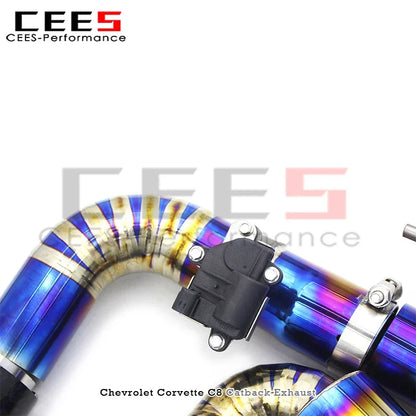 cees Full Exhaust System For Chevrolet CORVETTE C8 2019-2023 3inch Pipe Straight Downpipe Valvetronic Muffler Catback Race Sport