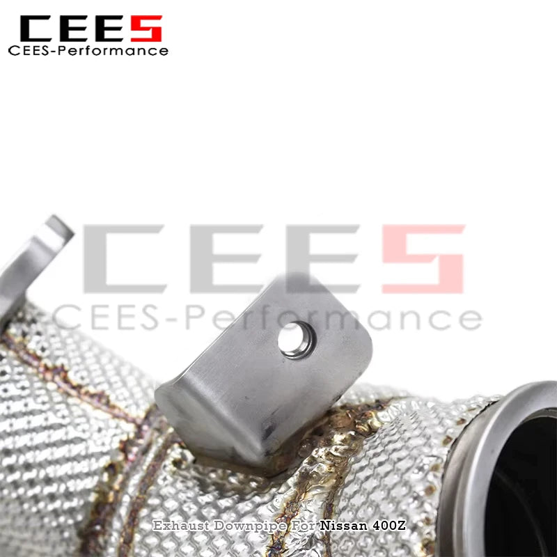 cees Engine Turbo Header Downpipe for Nissan 400Z 3.0T 2021-2024 Stainless Steel Pipe with Heat Shield Through Exhaust Muffler