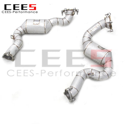 Exhaust Downpipe For AUDI RS6 4.0T 2013-2018 Racing Car Exhaust System Stainless Steel High flow catted downpipe