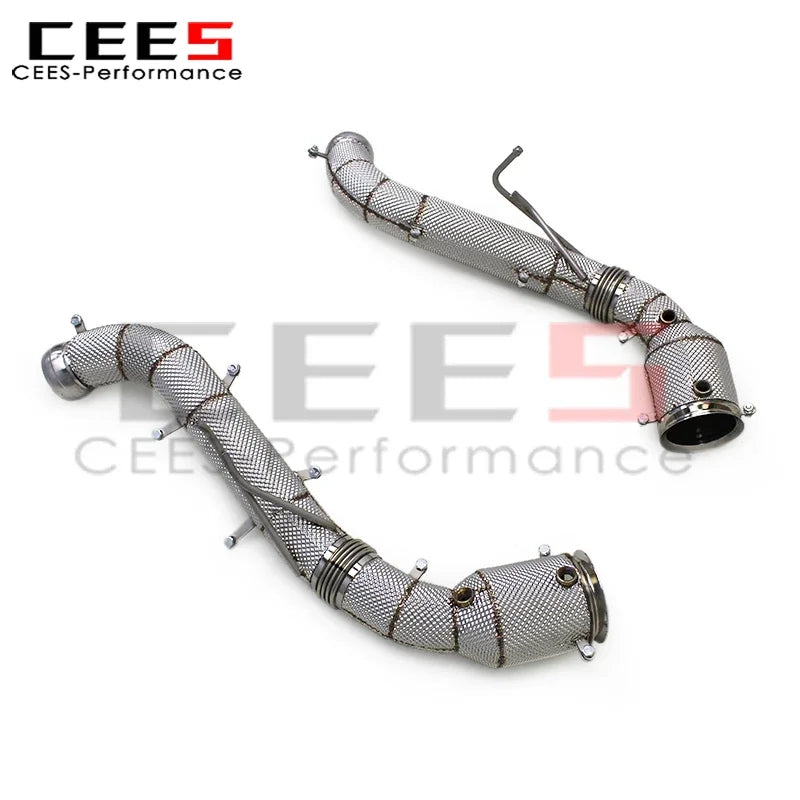 cees Exhaust Header for Mclaren 600LT Spider/Coupe 3.8T 2018-2019 Stainless Steel Downpipe with Heat Shield Exhaust Pipe System