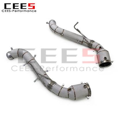 cees Exhaust Header for Mclaren 600LT Spider/Coupe 3.8T 2018-2019 Stainless Steel Downpipe with Heat Shield Exhaust Pipe System