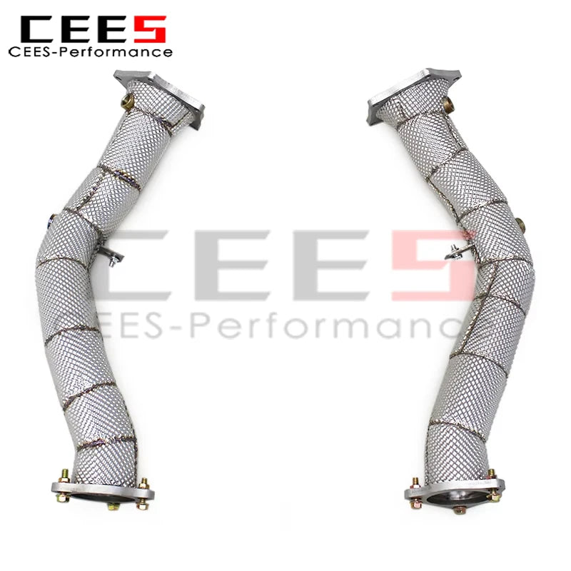 cees Free Flow Heatshield Exhaust Downpipe for Porsche Cayenne 958/958.1 4.8T 2011-2014 Stainless Steel Header Exhaust System