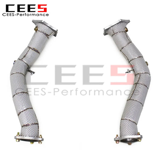 cees Free Flow Heatshield Exhaust Downpipe for Porsche Cayenne 958/958.1 4.8T 2011-2014 Stainless Steel Header Exhaust System