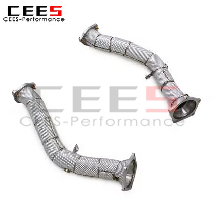 cees Free Flow Heatshield Exhaust Downpipe for Porsche Cayenne 958/958.1 4.8T 2011-2014 Stainless Steel Header Exhaust System