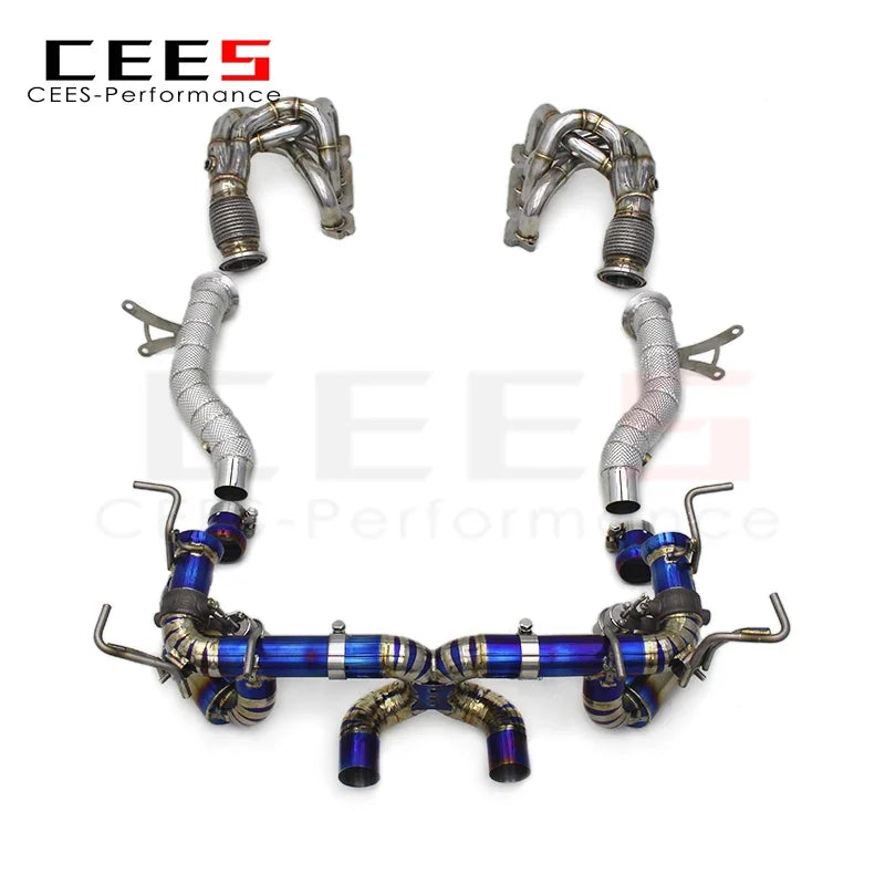 CEES Exhaust Downpipe Manifold for Ferrari 458 V8 4.5 2013-2016 Performance Titanium Car Exhaust Pipe System Muffler Escape