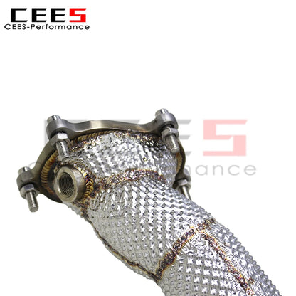 cees Sport Free Flow Exhaust Downpipe System for Audi S6 S7 C7 4.0T 2013-2018 Stainless Steel High Flow Catted Exhaust Downpipe