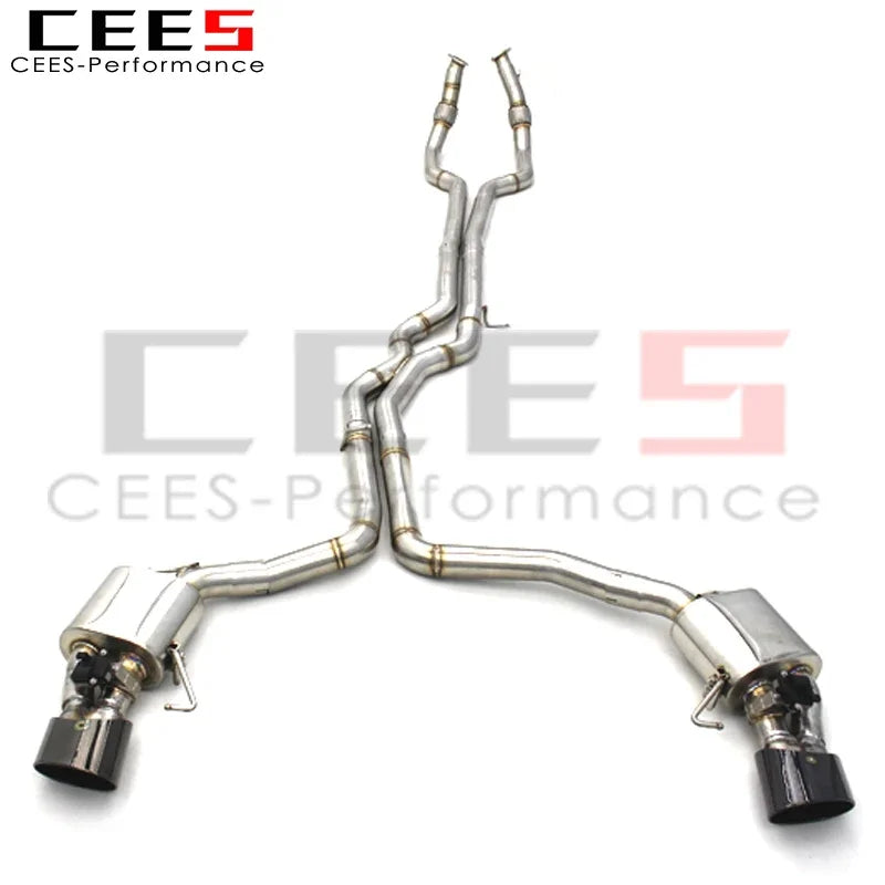 CEES Catback Exhaust For Audi RS6/RS7 C8 4.0T 2019-2024 exhaust pipes SUS304/Titanium valvetronic car exhaust muffler escape Black tips