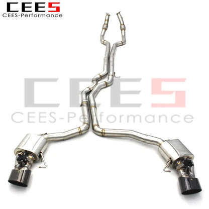 CEES Catback Exhaust For Audi RS6/RS7 C8 4.0T 2019-2024 exhaust pipes SUS304/Titanium valvetronic car exhaust muffler escape Black tips