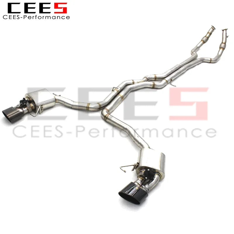 CEES Catback Exhaust For Audi RS6/RS7 C8 4.0T 2019-2024 exhaust pipes SUS304/Titanium valvetronic car exhaust muffler escape Black tips