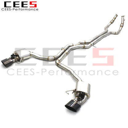 CEES Catback Exhaust For Audi RS6/RS7 C8 4.0T 2019-2024 exhaust pipes SUS304/Titanium valvetronic car exhaust muffler escape Black tips