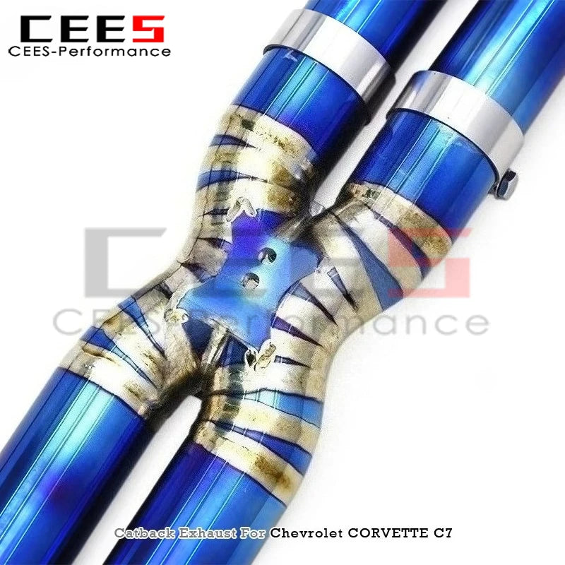 cees Valvetronic Exhaust System for 2014-2019 Chevrolet Corvette C7 6.2L Supersport Titanium Pipe with Control Catback Muffler