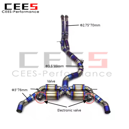 cees Performance Titanium Valved Sport Catback Exhaust System for Audi RS3 2.5T 2016-2023 Racing Exhaust Pipes Muffler Assembly