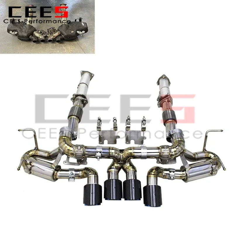 CEES  Exhaust Muffler for Chevrolet CORVETTE C8 Z06 2019-2023 Original Valve Catback System with 3 Inch Titanium Exhaust Pipe