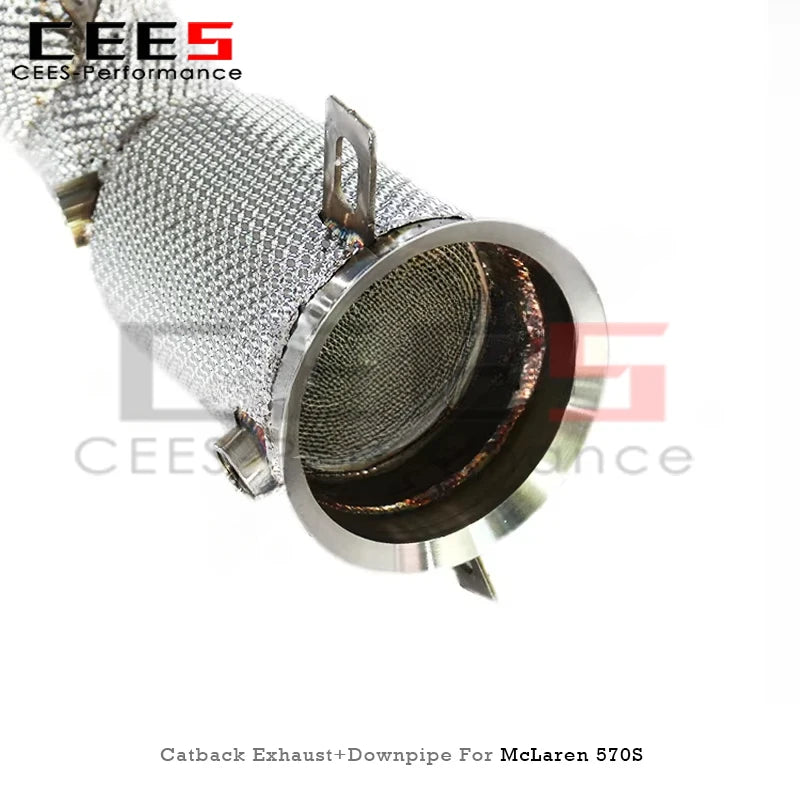 cees Titanium Catback Catalyst Downpipe for McLaren 570S/570GT 3.8T 2015-2019 Supersport Valved Axle Back Heat Shield Header