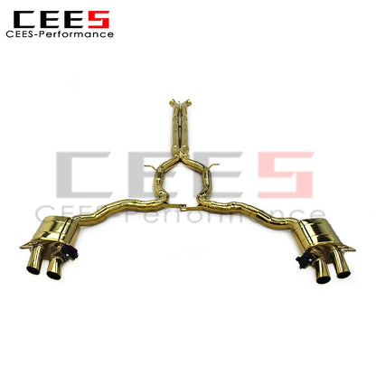 CEES Catback Exhaust Pipe System for Bentley Continental GT V12 6.0T 2017-2024 Plating Gold Stainless Steel Exhaust Pipe Muffler