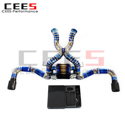 cees Titanium Catback Catalyst Downpipe for McLaren 570S/570GT 3.8T 2015-2019 Supersport Valved Axle Back Heat Shield Header