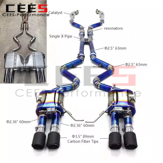 CEES Catback Exhaust For BMW M3 E90/E92/E93 4.0L 2007-2013 Exhaust Mid pipe with catalyst Titanium Exhaust Pipe Muffler Escape Valved Downpipe Exhaust