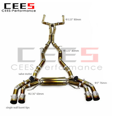 CEES Catback Exhaust System For BMW M5 F90 4.4T 2018-2023 Titanium Catback Muffler X Pipe Electronic Valve With Remote Control