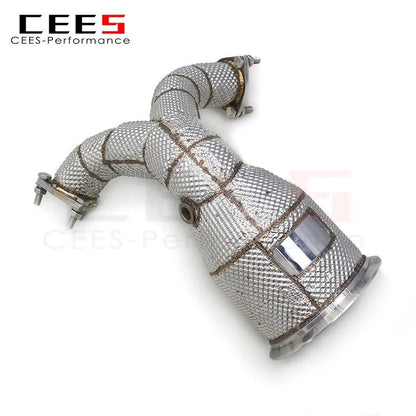 CEES Catless Exhaust Downpipe For Audi S4 S5 B9 3.0T 2019-2023 Stainless Steel Racing Exhaust Pipes Downpipes without catalyst