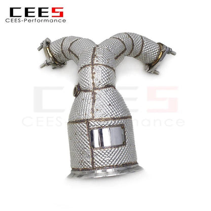 CEES Catless Exhaust Downpipe For Audi S4 S5 B9 3.0T 2019-2023 Stainless Steel Racing Exhaust Pipes Downpipes without catalyst