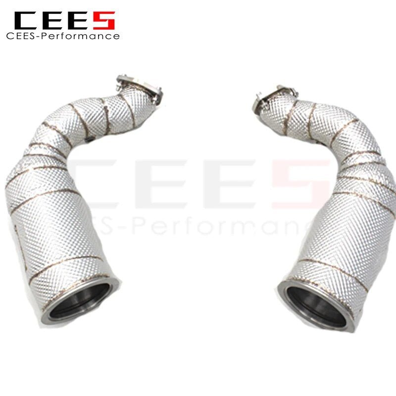 CEES Catted Exhaust Downpipe For Audi RSQ8 4.0T 2022-2023 304 Stainless Steel Downpipe with catalyst Car Exhaust Pipes