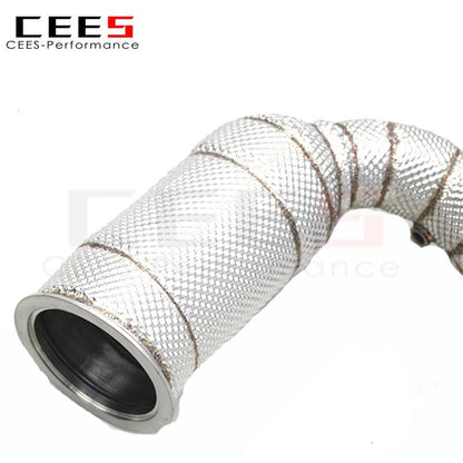 CEES Catted Exhaust Downpipe For Audi RSQ8 4.0T 2022-2023 304 Stainless Steel Downpipe with catalyst Car Exhaust Pipes