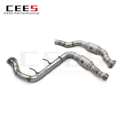 CEES Catted Exhaust Downpipe With Heat Shield For Ford F150 3.5T 2015-2019 Exhaust Pipe Stainless Steel Downpipes with catalyst