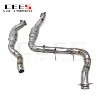 CEES Catted Exhaust Downpipe With Heat Shield For Ford F150 3.5T 2015-2019 Exhaust Pipe Stainless Steel Downpipes with catalyst