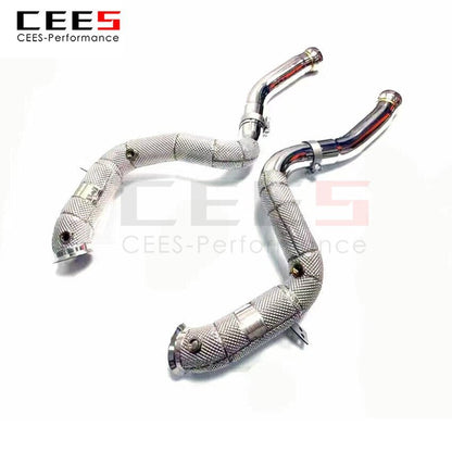 CEES Exhaust System For Mercedes-Benz E63 AMG Headers Without Catalyst No cat Downpipe Manifold Stainless Steel Car Accessories