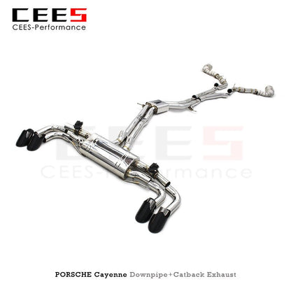 CEES High Quality Exhaust System for PORSCHE Cayenne 4.8 2010-2016 Stainless Steel Exhaust Pipes Valve Muffler Escape System