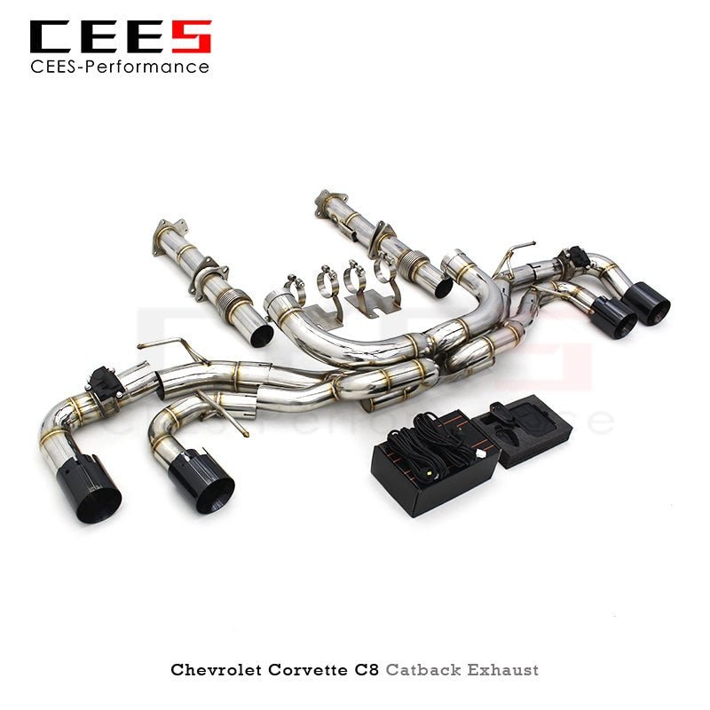 CEES Catback Exhaust for Chevrolet CORVETTE C8 2019-2023 SS304 Performance Escape Car Exhaust System Tuning Valve Exhaust Pipe