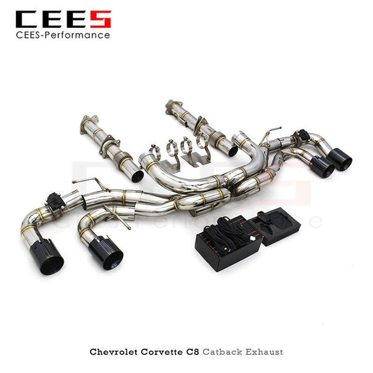 CEES Catback udstødning til Chevrolet CORVETTE C8 2019-2023 SS304 Performance Escape Car Udstødningssystem Tuning Valve Udstødningsrør 